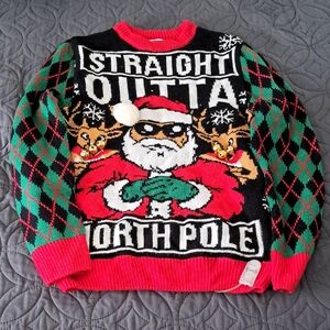 Holiday Time Crewneck Sweater - Black, Red, Green